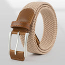105cm Adjustable Buckle Braided Belts Unisex Jeans Trousers Pants Strap Women Men Metal Lock Waistbands Stretch Woven Belt