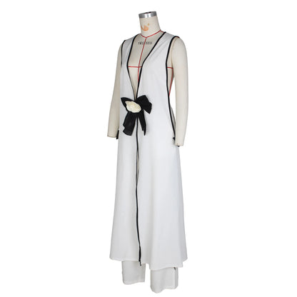 Two Piece Set Women Tracksuit Spliced Vest Pant Sets Elegant High Street Work Ankle Length Wide Leg Pants Loose Matching Sets