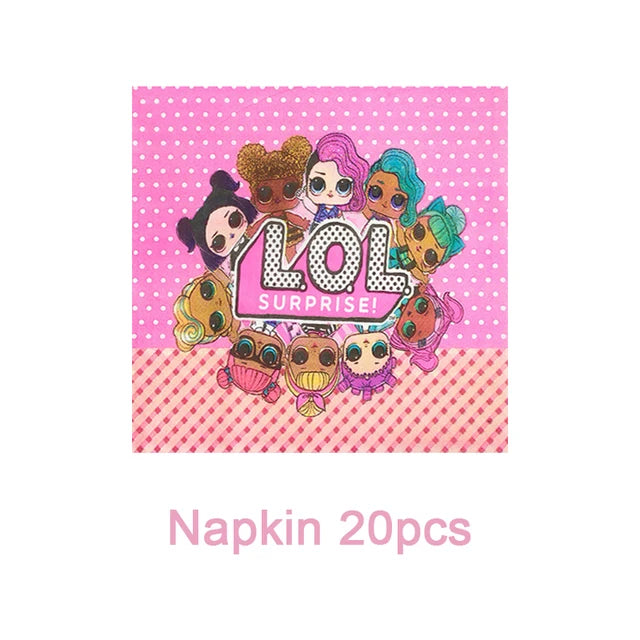 LO&amp;Ling-Cartoon Theme Party Decoration, Disposable Tableware, Hanging Banner, Whistle Mask, Baby Shower, Photo Prop, Girl Birthday 