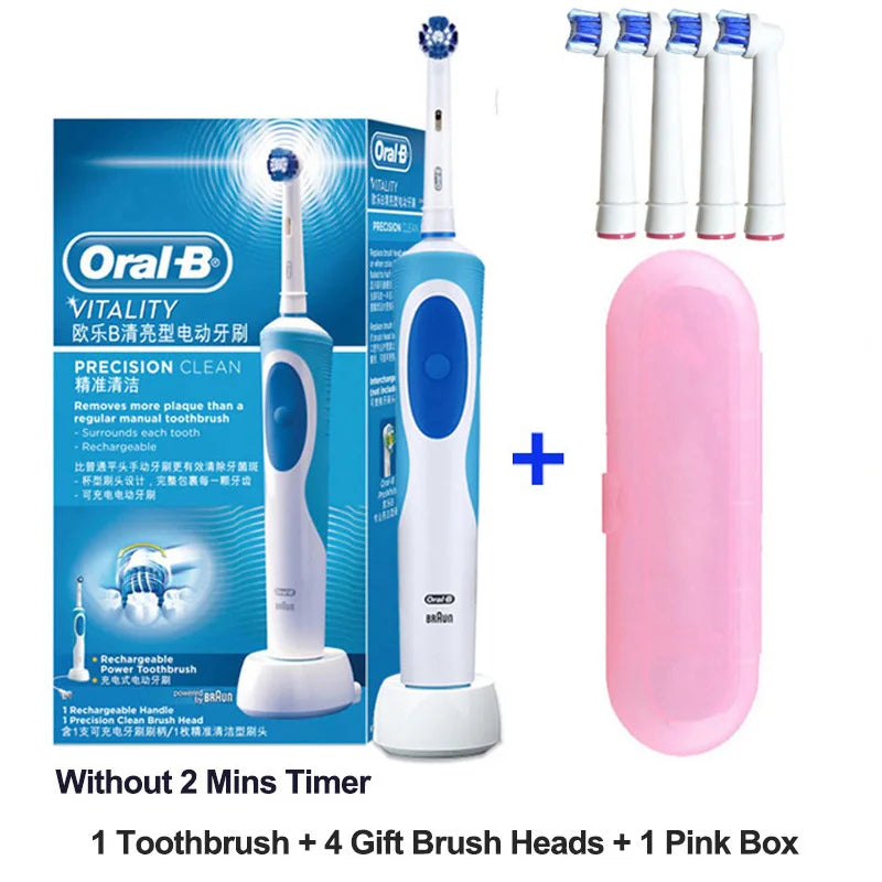 Cepillo de dientes eléctrico Oral B 2D, giratorio, con vibración, recargable, cerdas de acción cruzada, cuidado bucal, 4 cabezales de regalo gratis