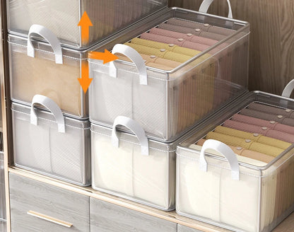 Cesta de almacenamiento transparente de PVC para ropa interior, caja de almacenamiento con marco de acero inoxidable, organizador de armario, caja de tela impermeable