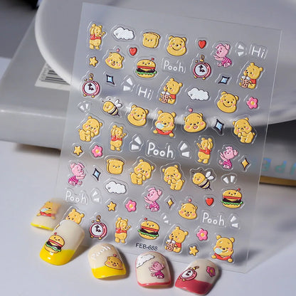 Sanrio Anime 5D Nail Stickers Hello Kitty Kurome Cartoon Stickers Nail Decoration Cute Melody Nail Art Decals Nail Art Supplies
