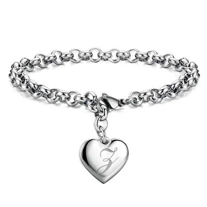 925 Pulseiras de Prata Esterlina com Coração Nobre para Mulheres, 26 Letras Corrente, Marca Designer de Moda, Festa de Casamento, Joias, Novo