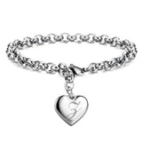 925 Pulseiras de Prata Esterlina com Coração Nobre para Mulheres, 26 Letras Corrente, Marca Designer de Moda, Festa de Casamento, Joias, Novo