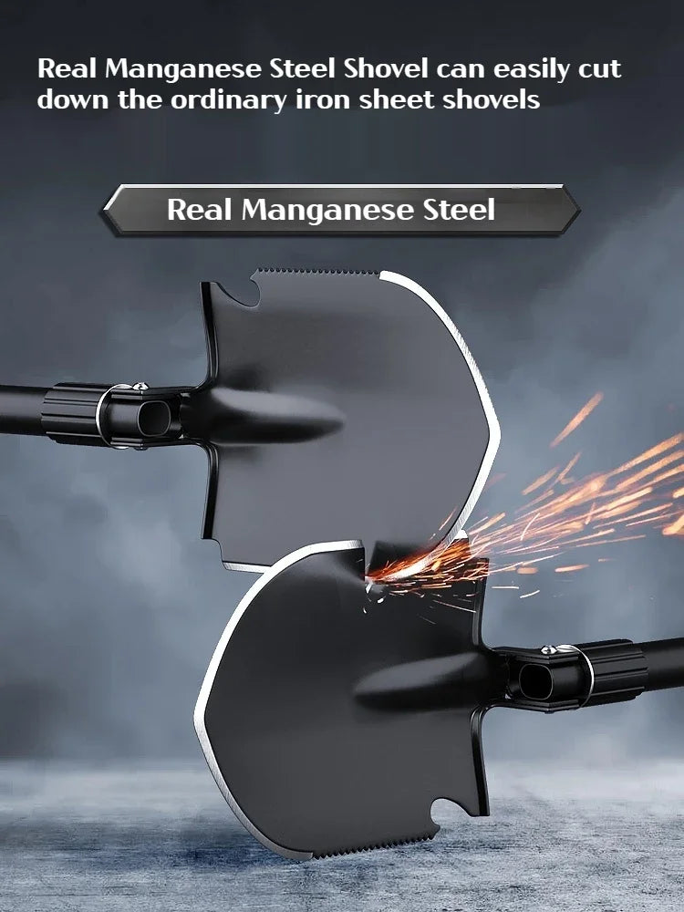 Multifunctional garden shovel for camping, suitable for camping/fishing/wild survival, etc. Shovel. Pickaxe and hoe three-in-one