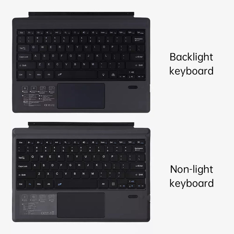 Teclado inalámbrico compatible con Bluetooth con panel táctil retroiluminado compatible con Surface Pro 3 4 5 6 7 Go 1 2 3 para viajes de negocios