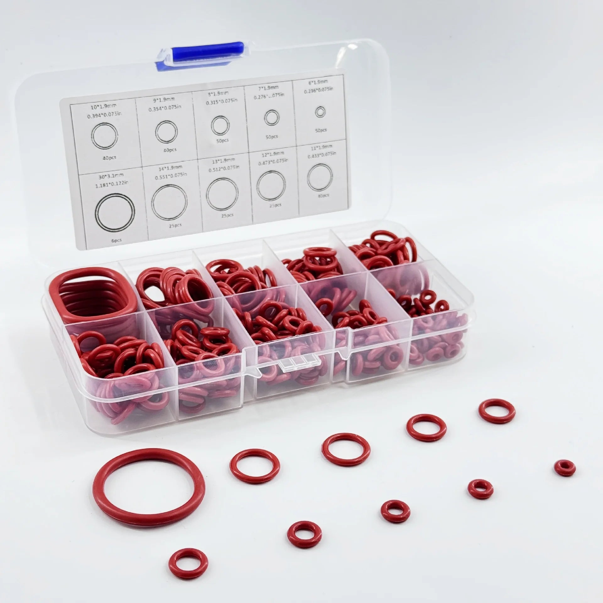 351pcs silicone O-ring set, 10 sizes, oil and heat resistant, suitable for cars and pipelines