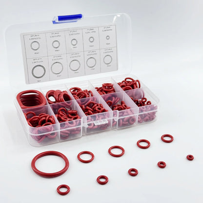 351pcs silicone O-ring set, 10 sizes, oil and heat resistant, suitable for cars and pipelines