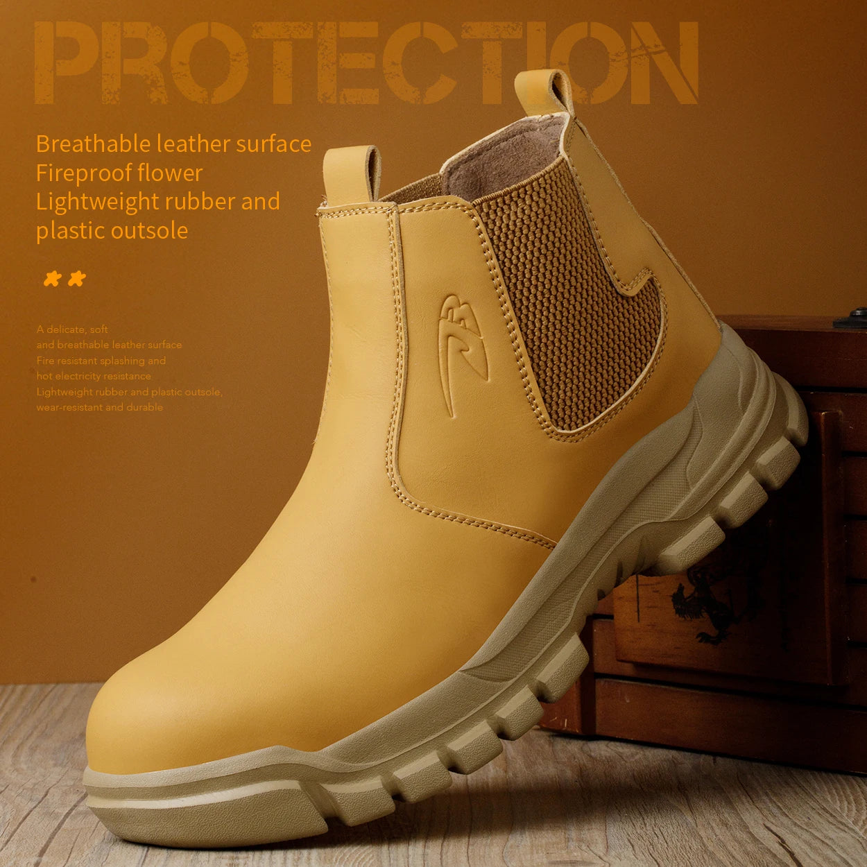 Waterproof Men's Safety Work Boots Steel Toe Shoes Anti Impact And Anti-Puncture Outdoor Adventure Hiking Tactical Boots