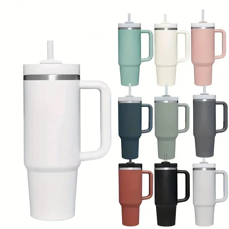 KEMORELA 30&40 oz Tumbler With Handle Lid Straw 887/1182ML Stainless Steel Water Bottle Vacuum Thermos Cup Travel Car Coffee Mug