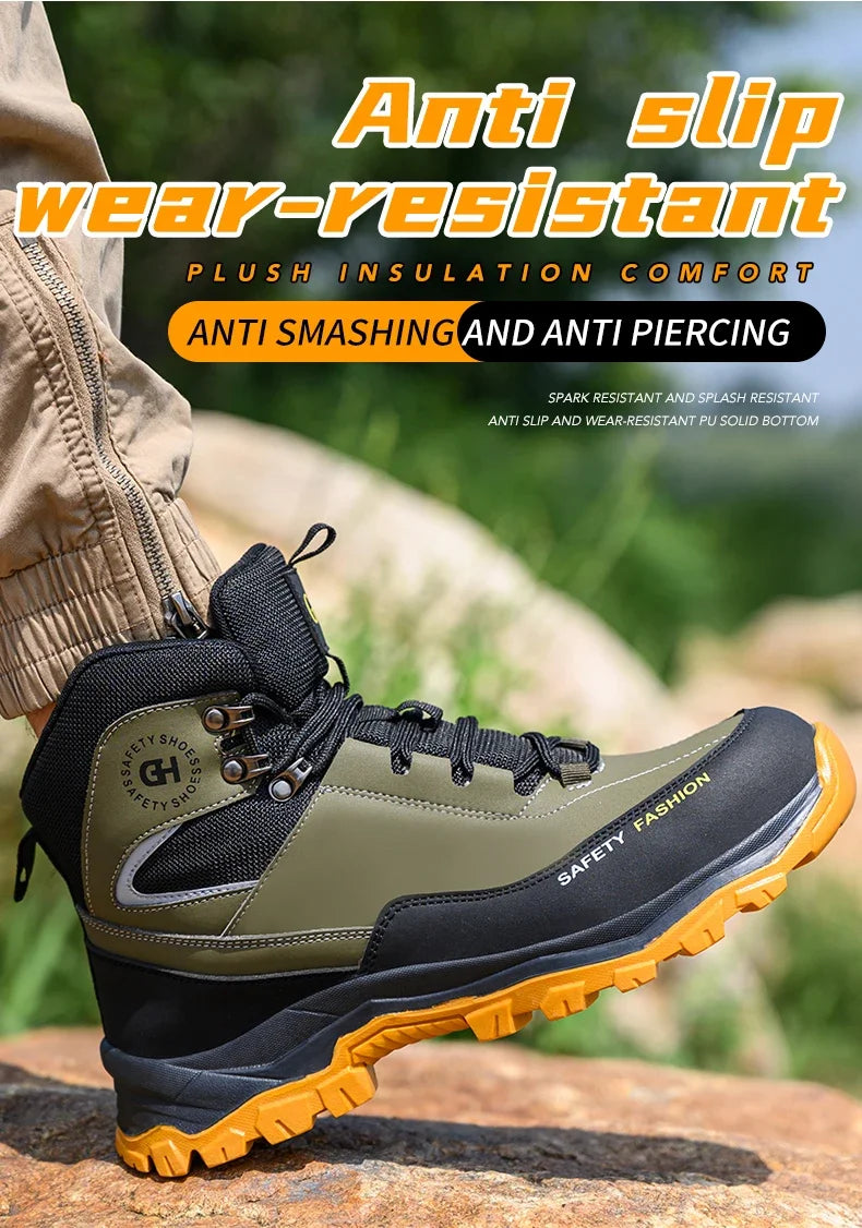Botas de seguridad impermeables para el trabajo, para hombres y mujeres, indestructibles, antigolpes y antipinchazos, zapatos de seguridad protectores para hombres.