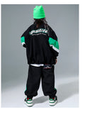 Hip Hop Girls Contrast Bomber Jacket Sport Pants Boys Street Dance Coat Streetwear Kids Jazz Clothes Set Children School Uniform