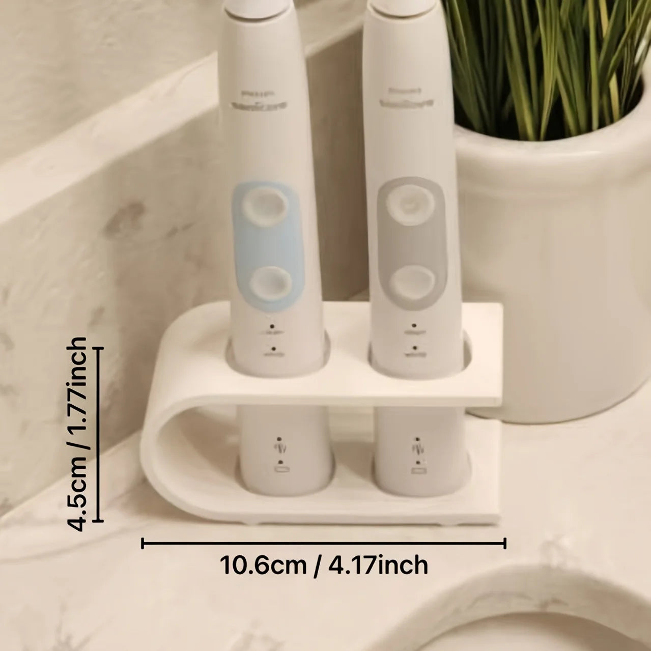 Suporte para Escova de Dentes Elétrica Resistente e Ecológico com Dois Orifícios, Organizador de Bancada para Itens Essenciais do Banheiro