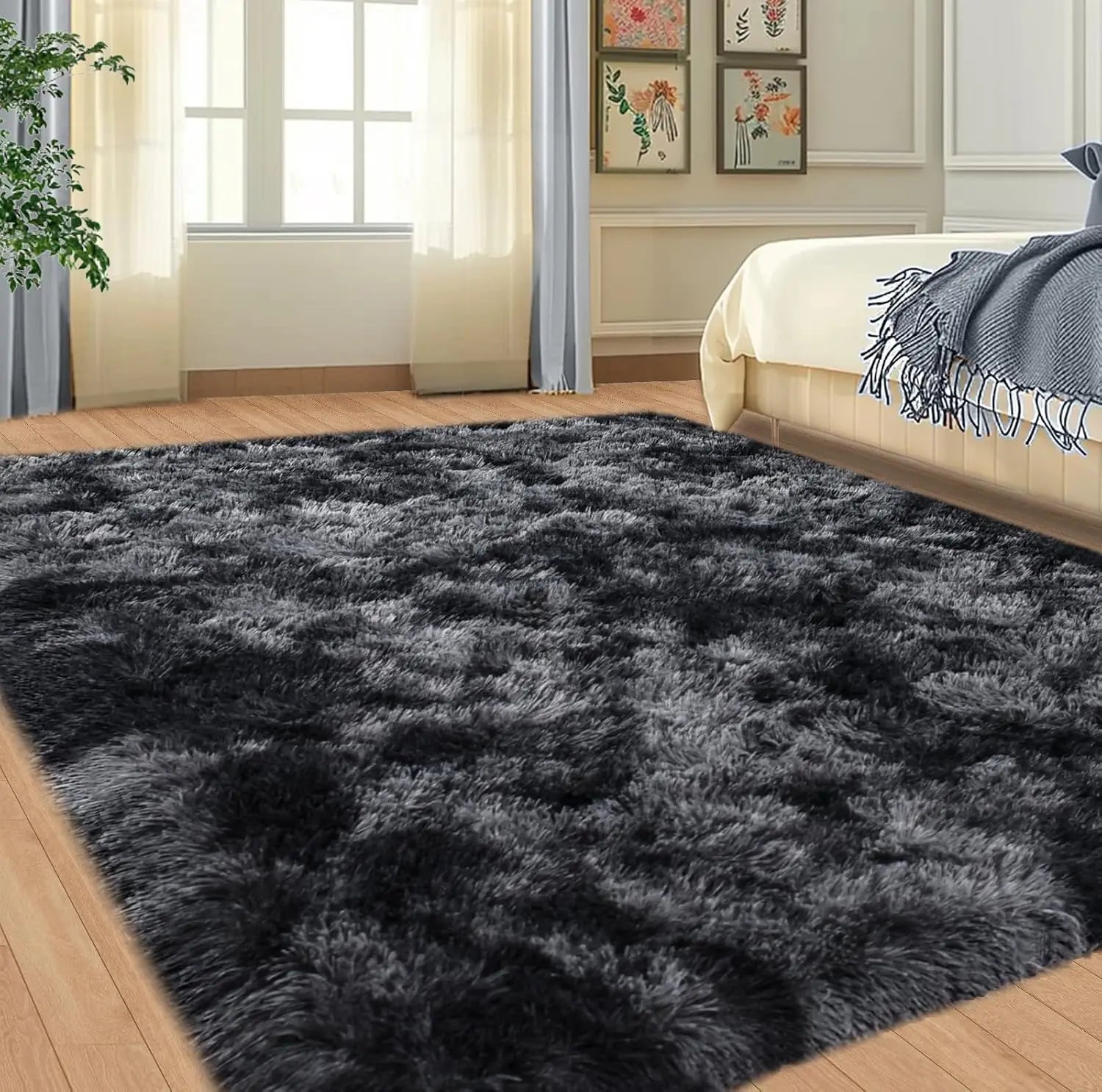 Soft Area Rugs for Living Room Non-Slip Thick Plush Carpets for Winter Anti-Slip Fluffy Artificial Velvet Rugs Soft Gray Carpets