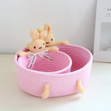 cartoon style weave sundries Storage Baskets household cosmetic hairpin Organize deposit container child toy classification case