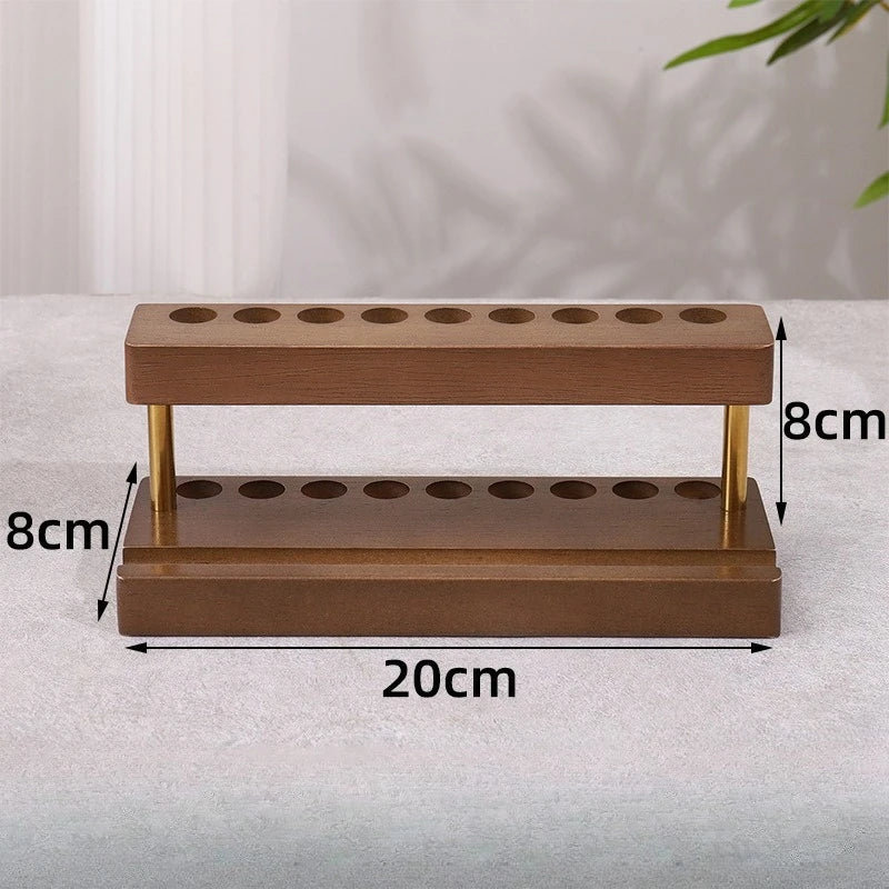 1PC Walnut Wood Multifunction Desk Organizer - Pen Holder, Phone Stand & Storage Solution for Office and School
