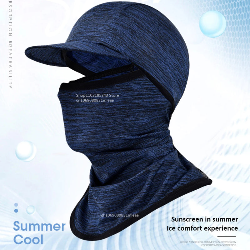 Gorro con capucha y protector solar para la cara, protección UV, de seda fría, para hombres y mujeres, ciclismo, escalada, correr, protector solar, capota de montar