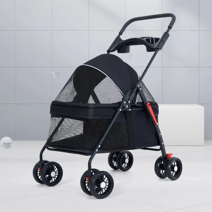 Pet Cart Light Cat Small Dog Walking Shopping Dual Use Teddy Walking Babies Small Pulling Damping Large Space Animal Supplies