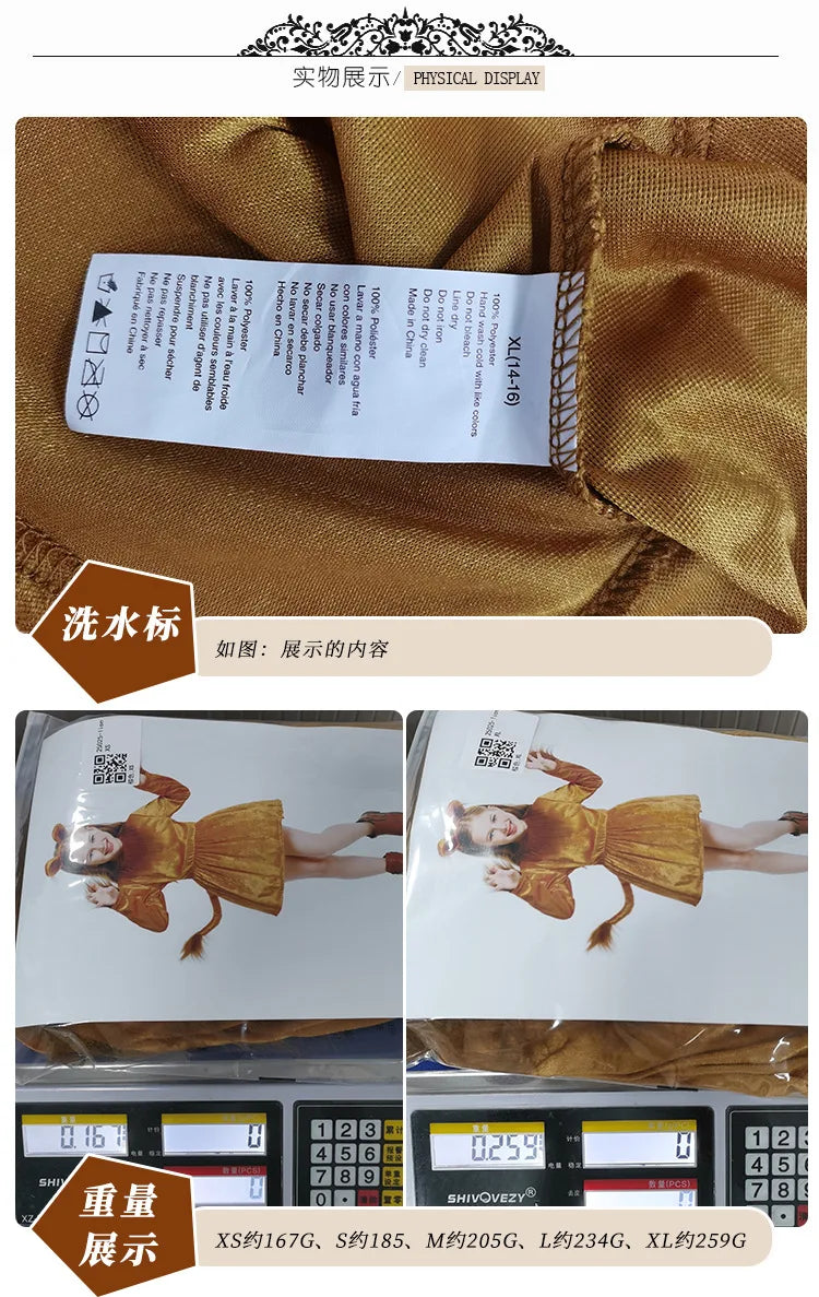 2025 New Arrival Animal King Halloween Cosplay Toddler Lion Dress Up With Headband Lion Dress Girls Lioness Costume
