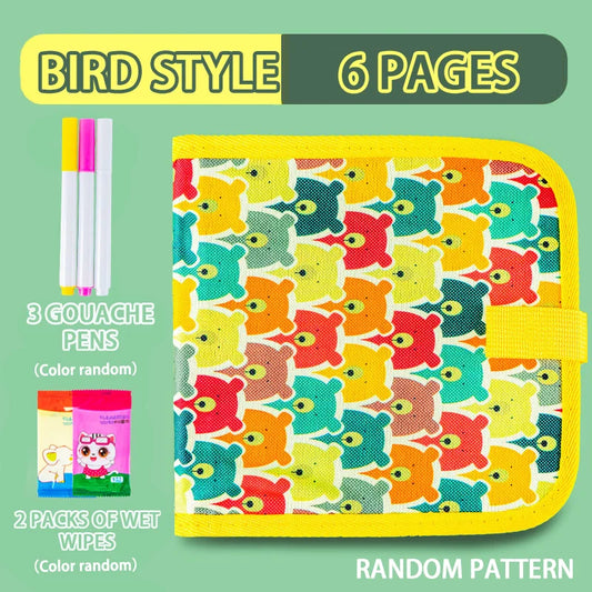 Livro de Desenho Apagável para Crianças e Bebês – Blocos de Desenho Reutilizáveis com 12 Canetas Aquareláveis – Brinquedo Pré-Escolar e Kit de Escrita e Pintura para Viagens