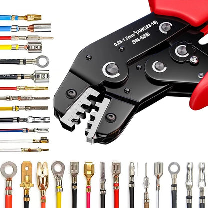 Non-insulated Open Barrel Crimping Tool SN-58B 23-16 AWG /0.25-1.5mm², Dupont Molex JST TE Terminals & EPC PCIE SATA Pins