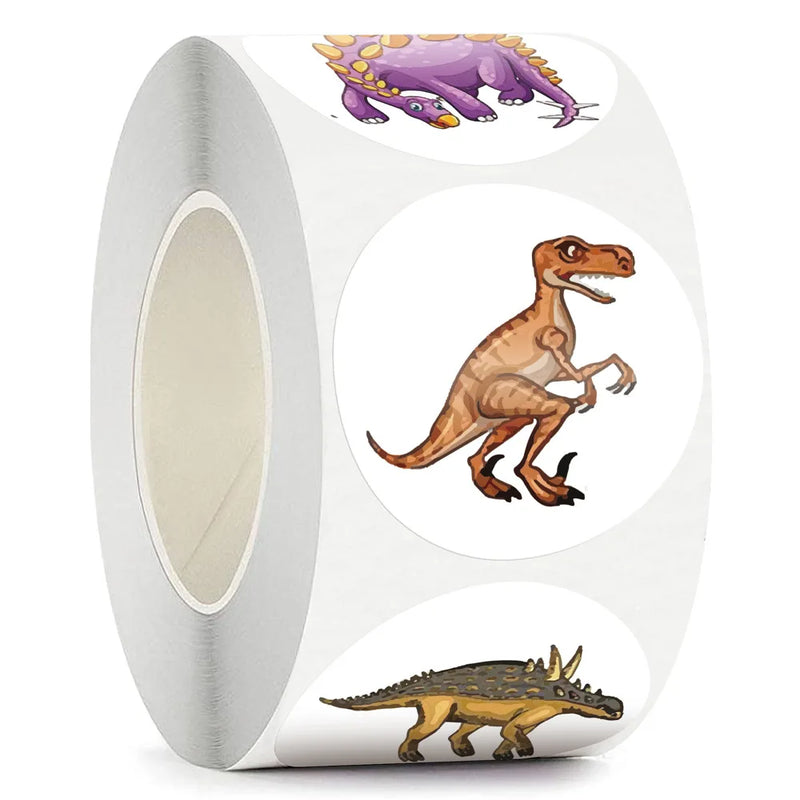 100-500pcs 1'' Round Dinosaur Stickers for Teacher Reward Stickers School Supplies Animal Incentive Roll Sticker for Home