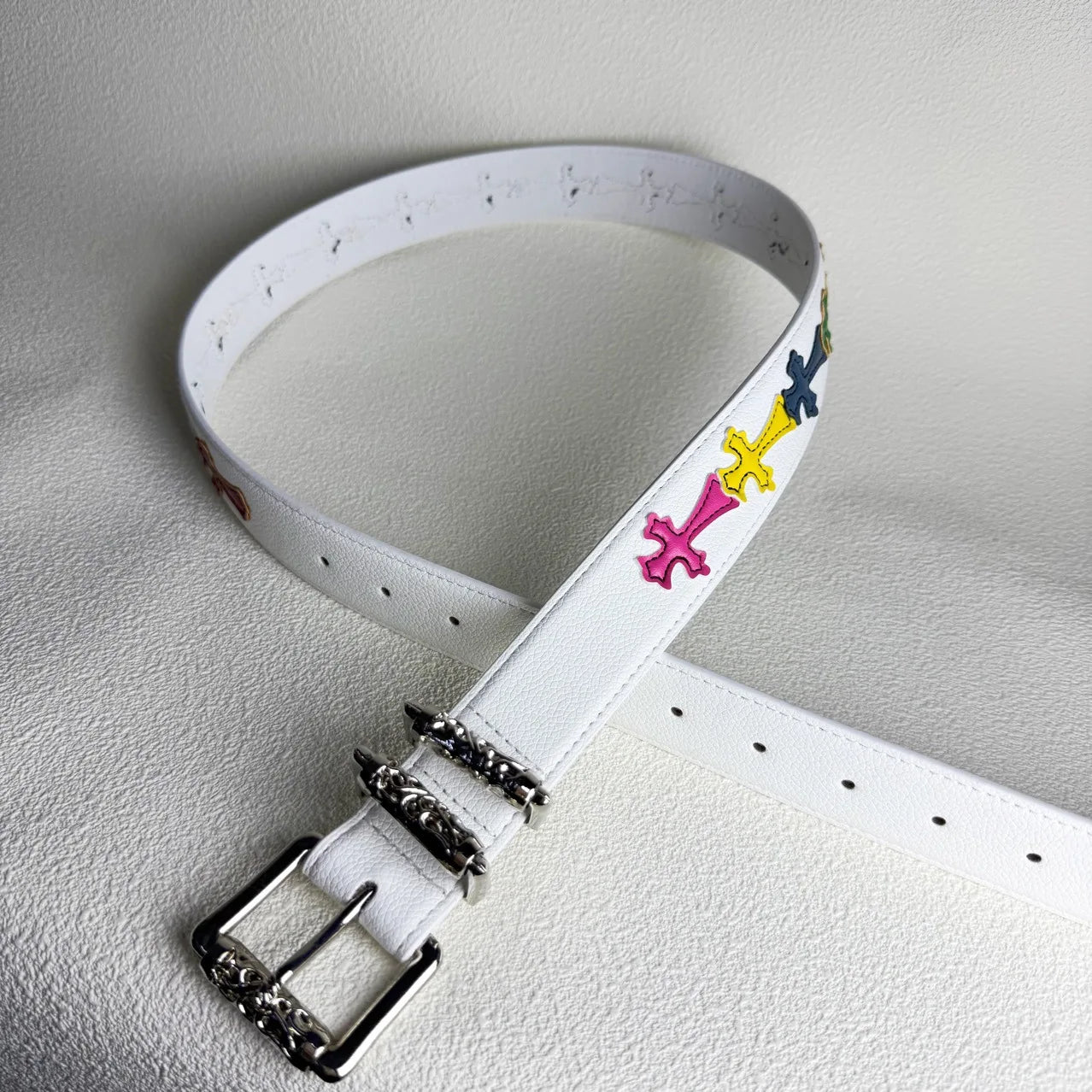 Spring and summer personalized belt with lychee pattern and colorful Kro new style belt for men and women, artistic youth belt