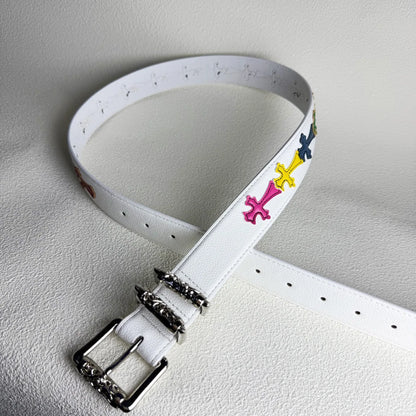 Spring and summer personalized belt with lychee pattern and colorful Kro new style belt for men and women, artistic youth belt