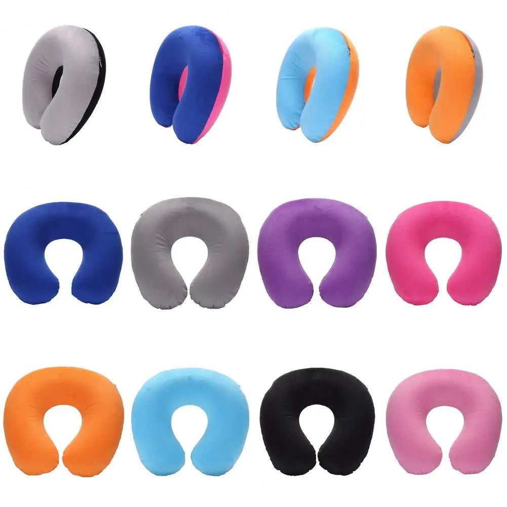 Almohada de cuello en forma de U, inflable, para aliviar la fatiga, para viajes, reposacabezas de vuelo, cojín para dormir en forma de U para avión.
