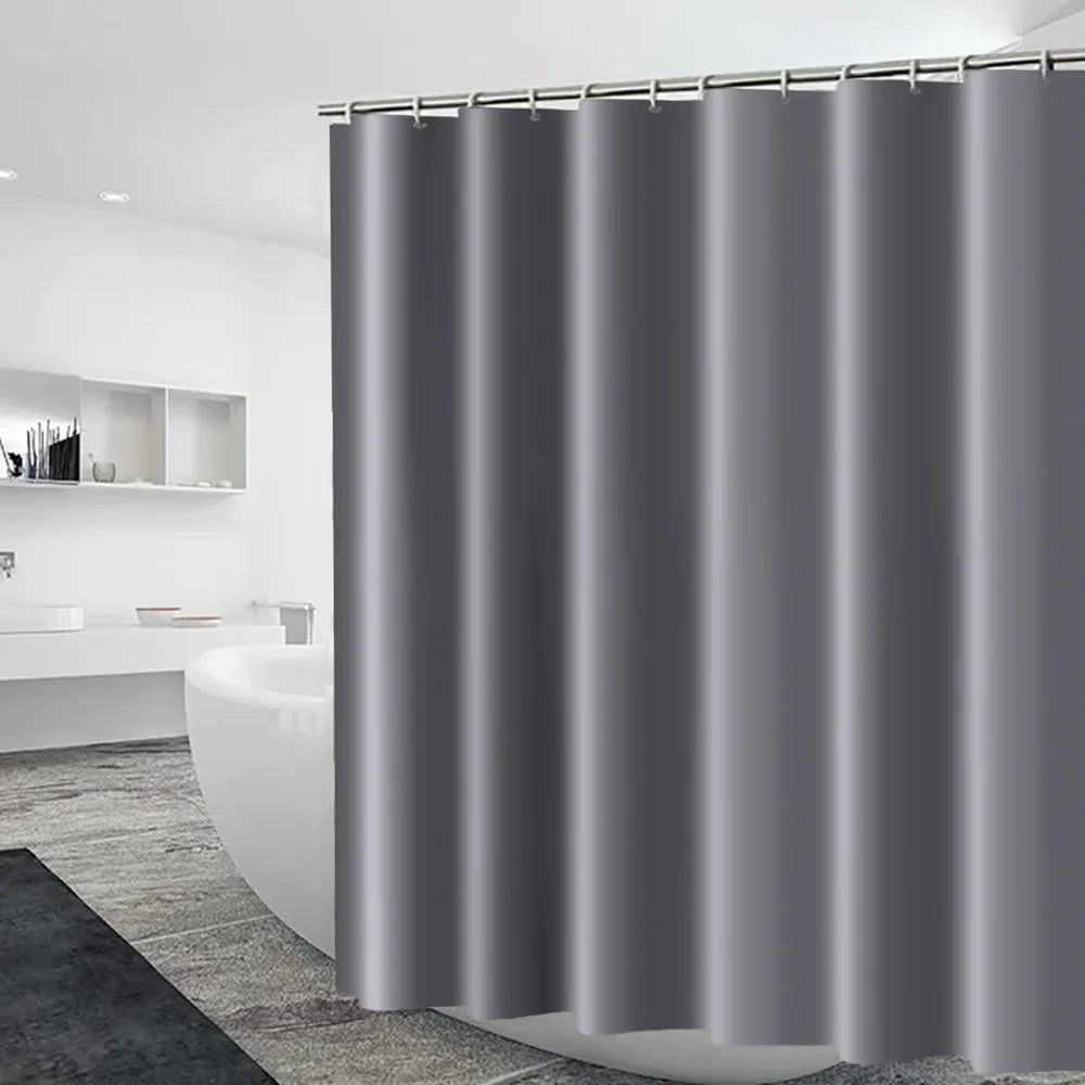 Cortina de ducha de tela sólida resistente, impermeable, para baño, tamaño largo, 230/200 cm, color negro, blanco, gris, marrón y azul.