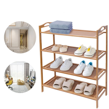 LOYALHEARTDY 4 Tiers Bamboo Standing Shelf Shoe Rack Bathroom Shelf Wooden Storage Shelf for Kitchen Balcony Bathroom Furniture