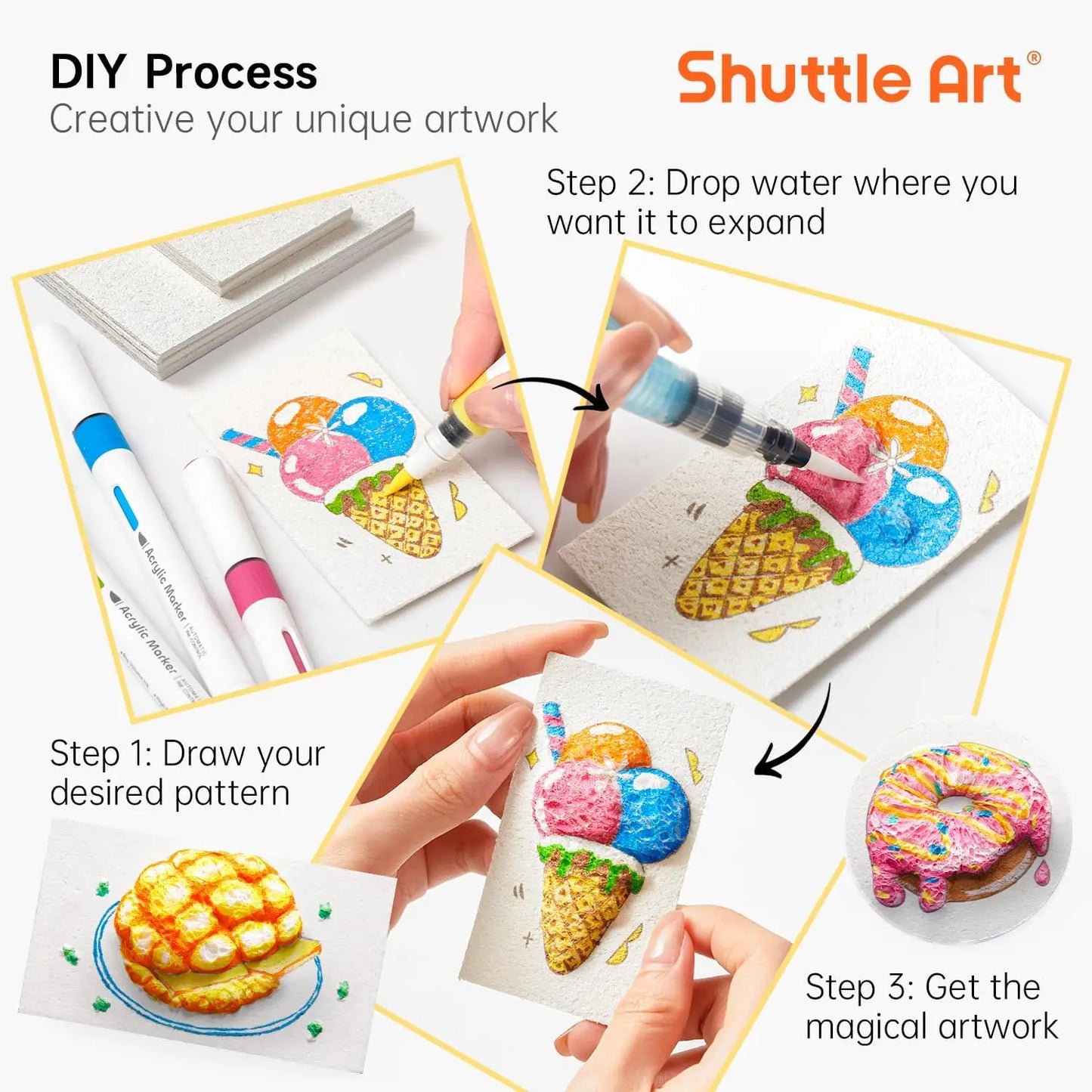 3D Magic Puffy Foam Texture Painting Paper for Kids DIY Drawing Art Educational Craft Sponge Canvas Board Handicraft Toy