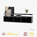 Modern Modular Low TV Cabinet｜3-Tier Sideboard with Drop Doors｜Steel Frame Storage Bench Unit | Minimalist Low Media Console