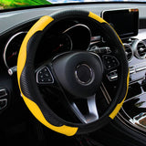 PU Carbon Fiber Leather Car Steering Wheel Cover without Inner Ring Suitable for 14.5-15 Inches Auto Supplies