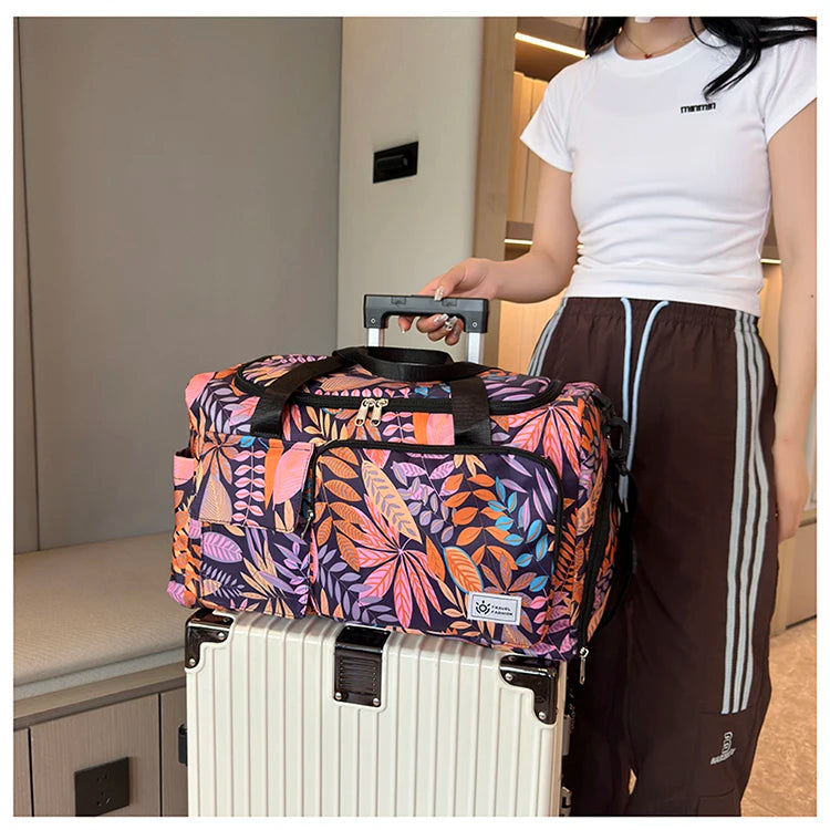 Oxford Leaves Large Capacity Travel Tote 2026 New High Quality Durable Bags Portable Daily Commute Versatile Travel Bags