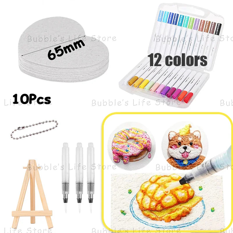 Magic Puffy Paint, 3D Drawing Magic Canvas Sponge, Texture Painting Kit, DIY Bubble Drawing Pens Art Supplies Crafts For Kids
