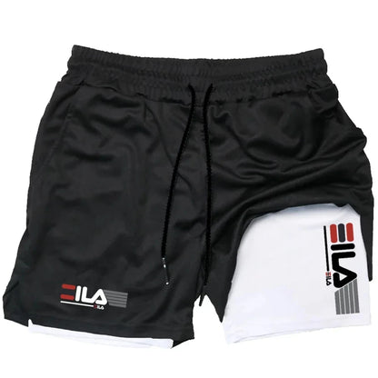 Pantalones cortos deportivos dos en uno para hombre, transpirables, informales, de secado rápido, de doble capa, para correr en verano, tallas M-3XL
