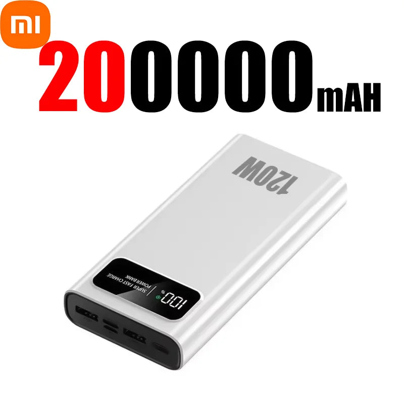 Xiaomi 120W Super Fast Charge 200000 mAh Large Capacity Power Bank Portable Mobile Power Bank for Apple Xiaomi Vivo Samsung