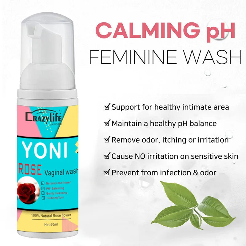 Feminine Intimate Yoni Wash Natural Washing Foam Vaginal Herbs Washer Hygiene Vagina Detox Cleaning Care for Women's Health 60ml