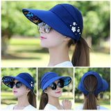 Fashion Women's Ladies Summer Vacation Wide Brim Foldable Sun Hat Anti-UV Beach Visor Caps Casual Hats