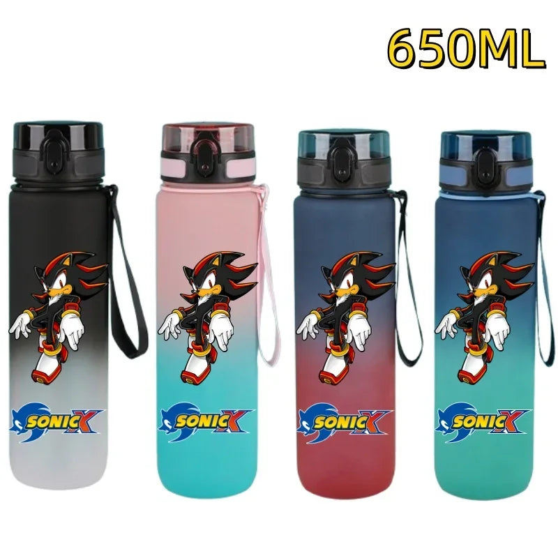 650ML Sonic Hedgehog Sport Water Bottle Large Capacity Cartoon Portable Plastic Water Bottle Drinking Cup Student Birthday Gifts