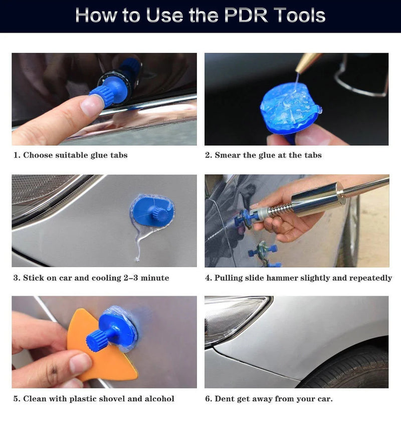 Car Dent Repair Tools Body Dent Removal Puller Kit Slide Reverse Hammer Suction Cup Garage Hand Tools Sheet Metal Set
