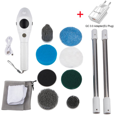 Cepillo de limpieza eléctrico 8 en 1, multifuncional, inalámbrico, giratorio, para baño, cocina, ventanas, inodoro. 