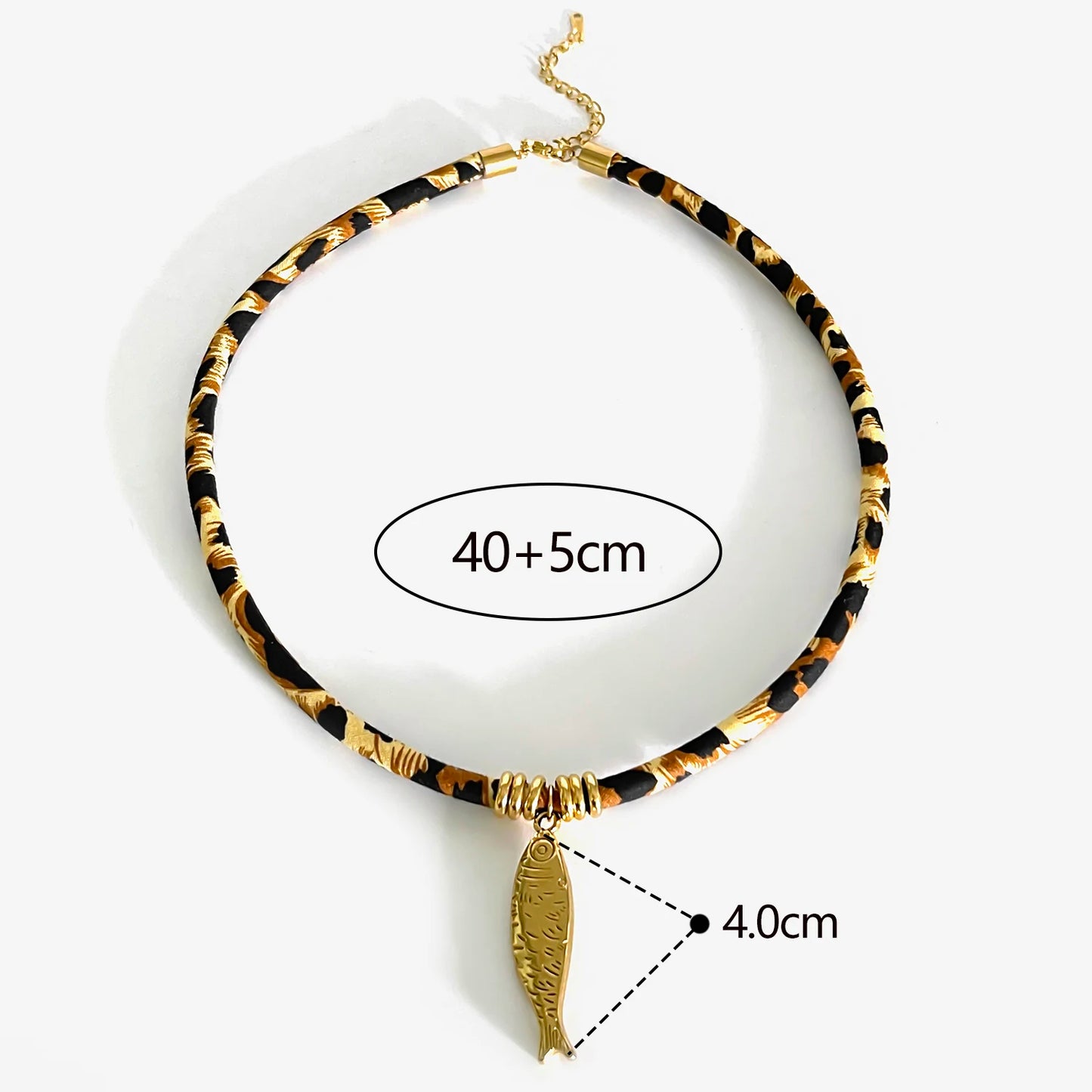 GHIDBK Europe and America Exaggerated Stainless Steel Heart Sun Pendant Necklace Vintage Trend Leopard Print Necklaces for Women