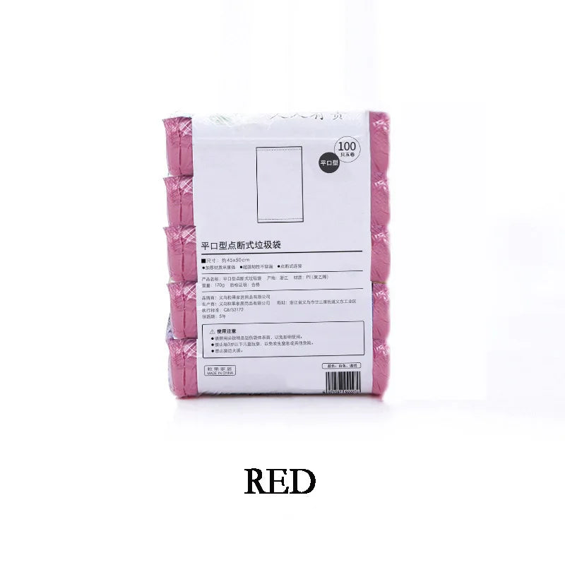 Bolsa de Lixo Descartável Doméstico, Sacos De Lixo De Armazenamento De Cozinha, Saco De Resíduos De Limpeza, Saco De Plástico, 5 Rolos, 1 Pacote, 100Pcs