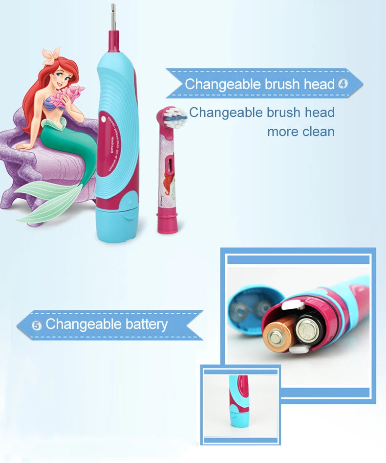 Oral-B Kid Electric Toothbrush Pro-Health Soft Bristle Rounded Vibrate Brush Heads Gum Care Teeth Brush Battery Power for Age 3+