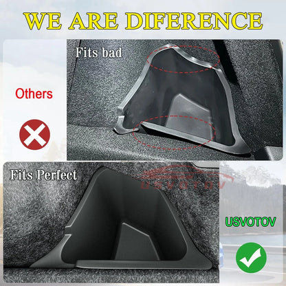 USVOTOV Trunk Organizer for Tesla Model Y Juniper Launch Refresh 2025 Rear Trunk Storage Bins Side Box Organiser TPE Accessories
