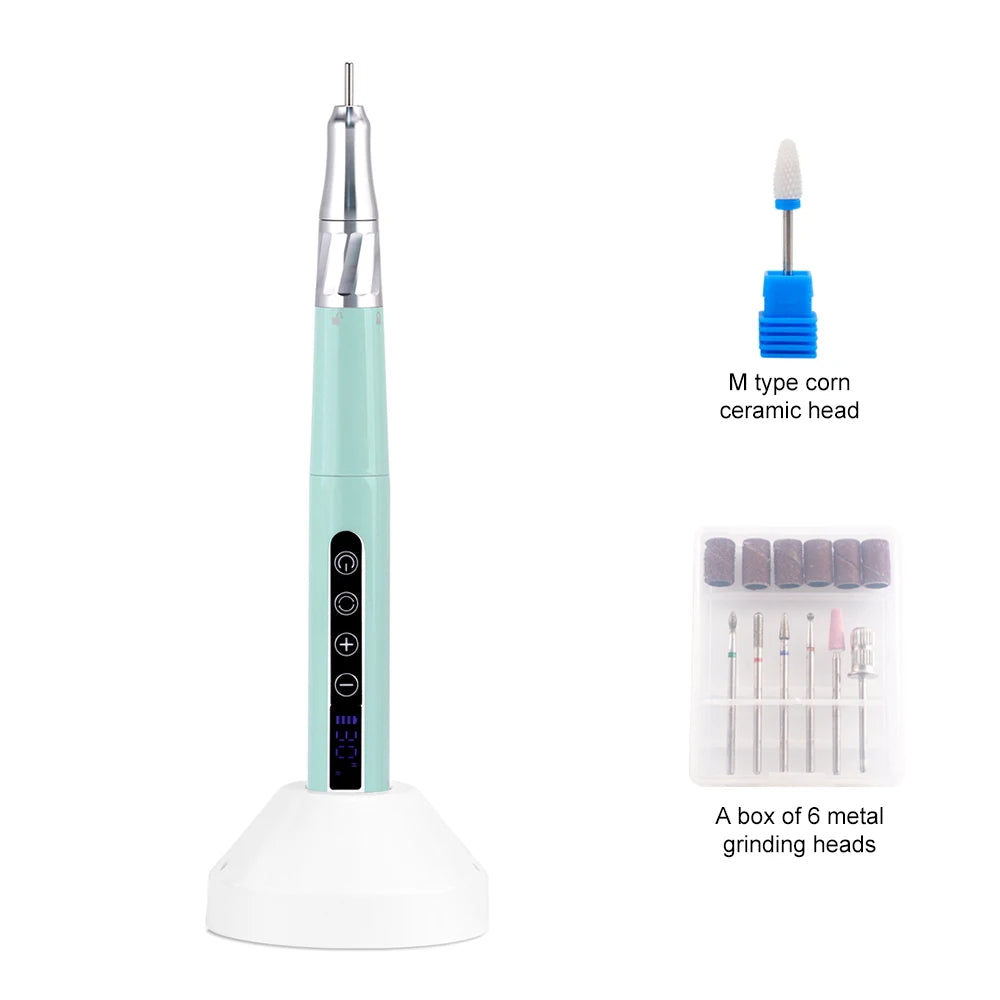 85w Brushless Motor Cordless Nail Drill 35000RPM Electric Handle Pen Drill Pedicure Rechargeable Handpiece Portable Base Charge