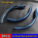 3PCS Carbon Fiber Car Round Steering Wheel Cover Non-Slip Steering Cover Protector Anti Dust Washable Interior Auto Accessories