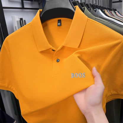 Cotton100% Men's Summer High Quality Short Sleeves Polo Shirt Lapel Button Letter Printing T-Shirt Business Leisure Men Clothing